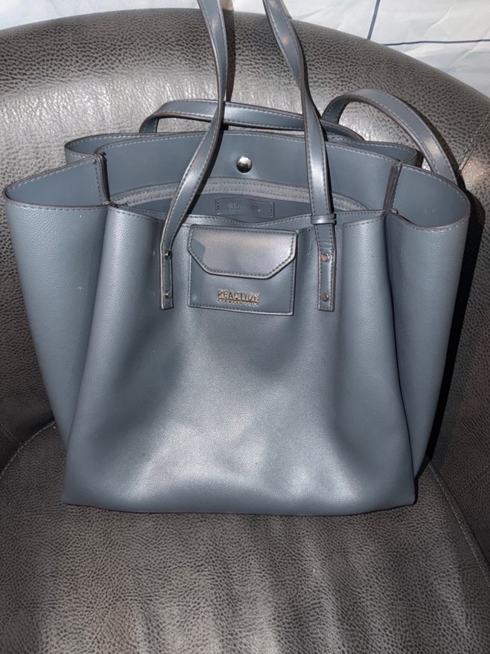 Kenneth Cole Reaction Gray Blue Structured Tote